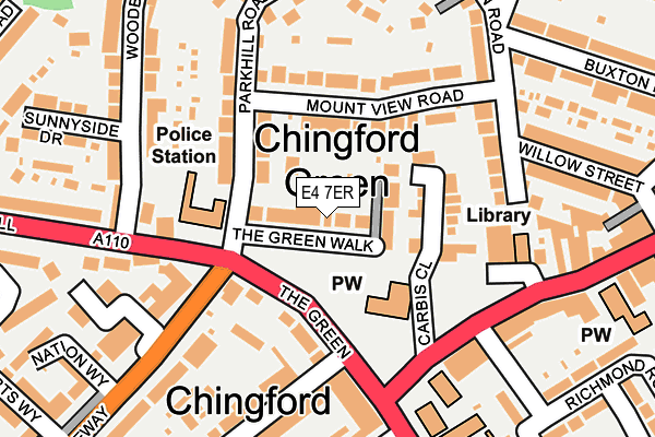 E4 7ER map - OS OpenMap – Local (Ordnance Survey)