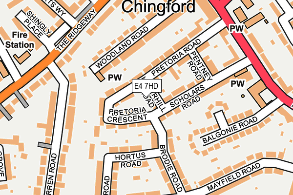 E4 7HD map - OS OpenMap – Local (Ordnance Survey)