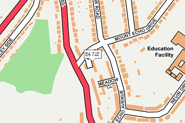 E4 7JZ map - OS OpenMap – Local (Ordnance Survey)