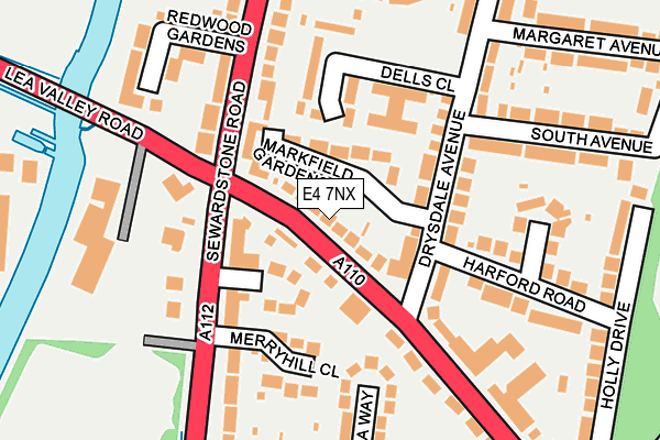 E4 7NX map - OS OpenMap – Local (Ordnance Survey)