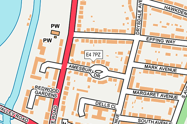 E4 7PZ map - OS OpenMap – Local (Ordnance Survey)