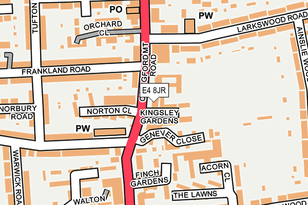 E4 8JR map - OS OpenMap – Local (Ordnance Survey)