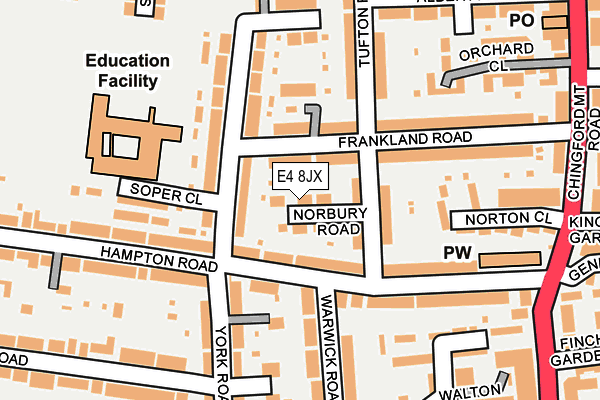 E4 8JX map - OS OpenMap – Local (Ordnance Survey)