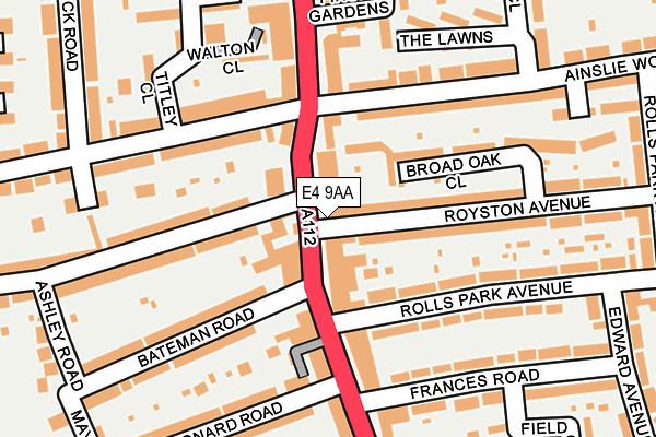 E4 9AA map - OS OpenMap – Local (Ordnance Survey)