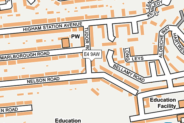 E4 9AW map - OS OpenMap – Local (Ordnance Survey)