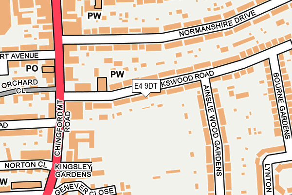 E4 9DT map - OS OpenMap – Local (Ordnance Survey)