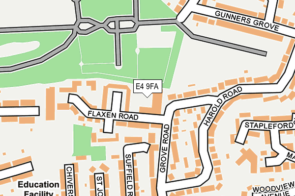 E4 9FA map - OS OpenMap – Local (Ordnance Survey)