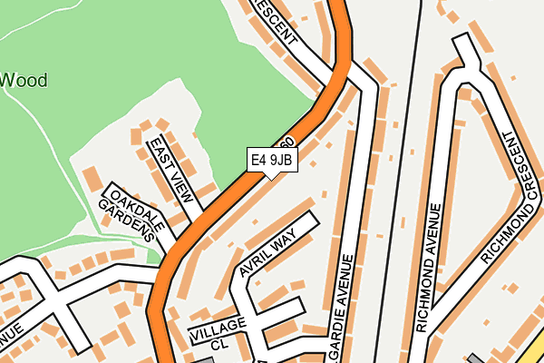 E4 9JB map - OS OpenMap – Local (Ordnance Survey)