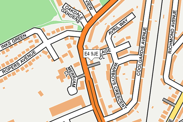 E4 9JE map - OS OpenMap – Local (Ordnance Survey)