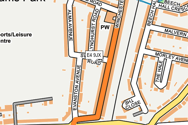 E4 9JX map - OS OpenMap – Local (Ordnance Survey)
