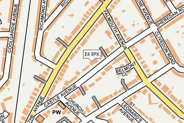E4 9PX map - OS OpenMap – Local (Ordnance Survey)