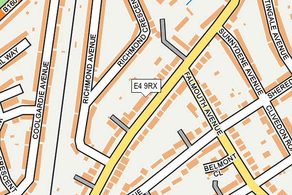 E4 9RX map - OS OpenMap – Local (Ordnance Survey)