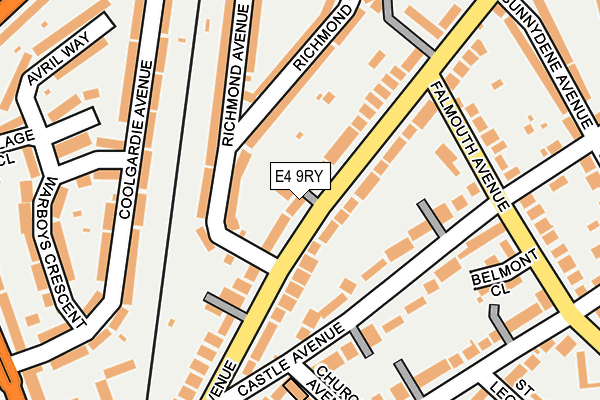 E4 9RY map - OS OpenMap – Local (Ordnance Survey)