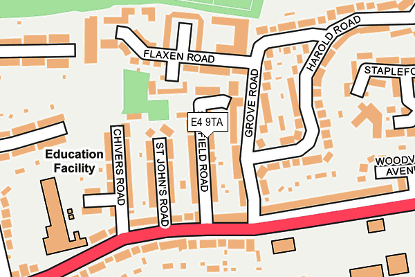 E4 9TA map - OS OpenMap – Local (Ordnance Survey)