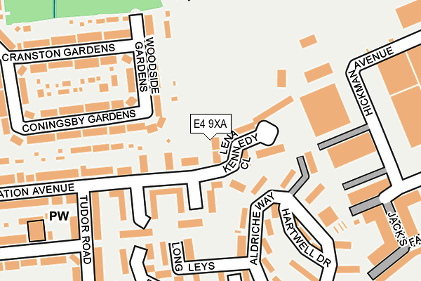E4 9XA map - OS OpenMap – Local (Ordnance Survey)