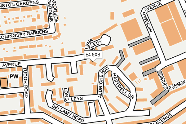 E4 9XB map - OS OpenMap – Local (Ordnance Survey)