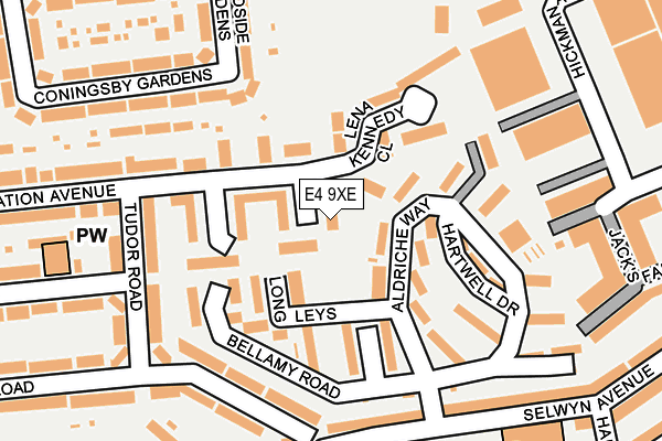 E4 9XE map - OS OpenMap – Local (Ordnance Survey)