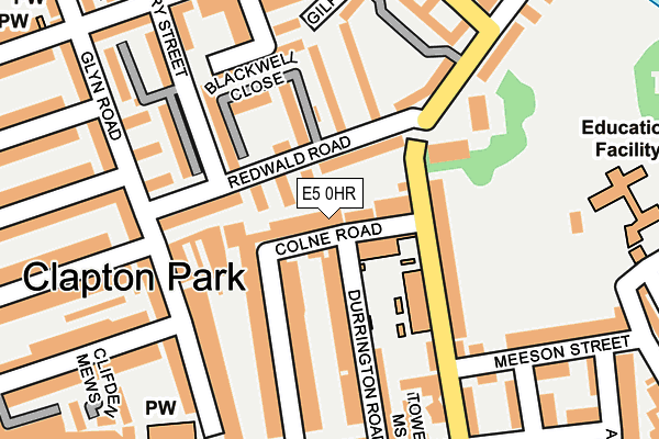 E5 0HR map - OS OpenMap – Local (Ordnance Survey)