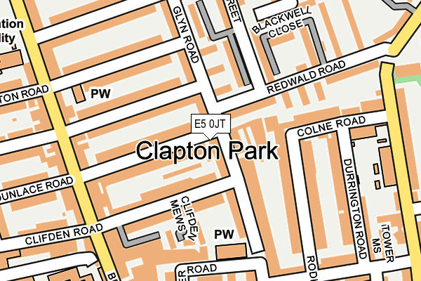 E5 0JT map - OS OpenMap – Local (Ordnance Survey)