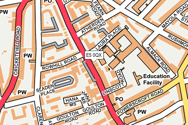 E5 0QX map - OS OpenMap – Local (Ordnance Survey)