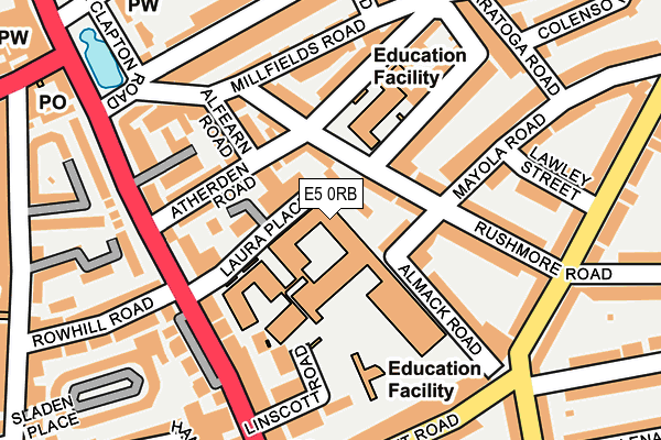 E5 0RB map - OS OpenMap – Local (Ordnance Survey)