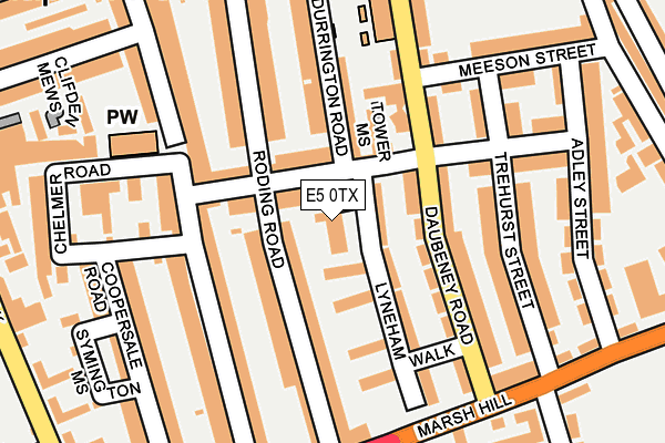 E5 0TX map - OS OpenMap – Local (Ordnance Survey)