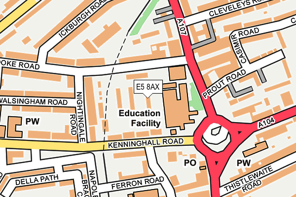 E5 8AX map - OS OpenMap – Local (Ordnance Survey)