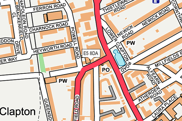 E5 8DA map - OS OpenMap – Local (Ordnance Survey)