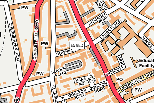 E5 8ED map - OS OpenMap – Local (Ordnance Survey)