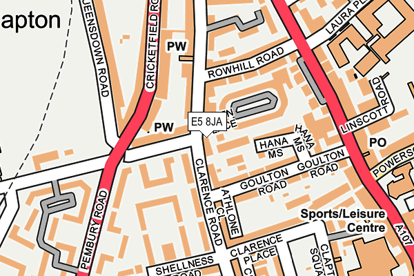 E5 8JA map - OS OpenMap – Local (Ordnance Survey)