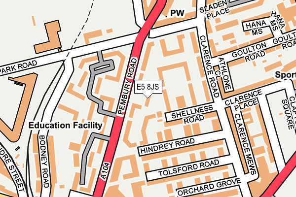 E5 8JS map - OS OpenMap – Local (Ordnance Survey)