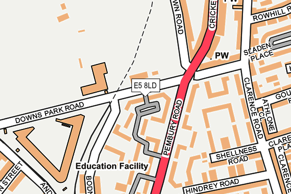 E5 8LD map - OS OpenMap – Local (Ordnance Survey)