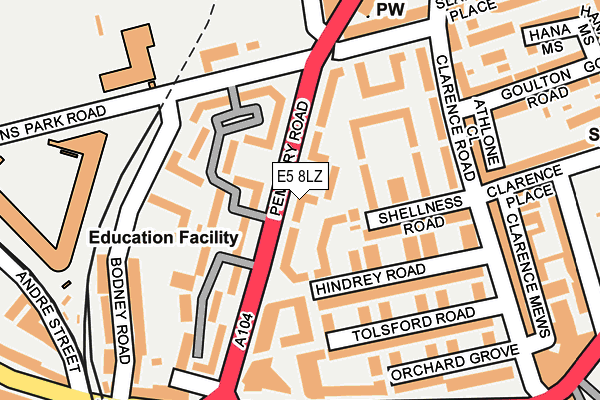 E5 8LZ map - OS OpenMap – Local (Ordnance Survey)