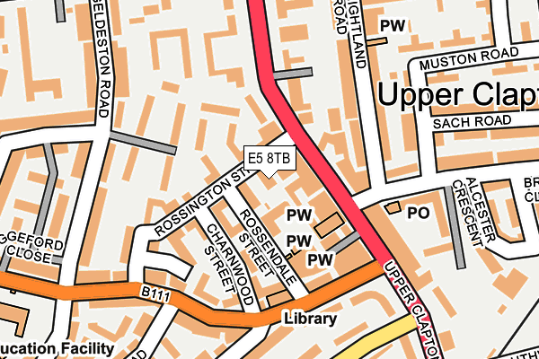 E5 8TB map - OS OpenMap – Local (Ordnance Survey)