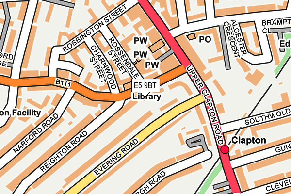 E5 9BT map - OS OpenMap – Local (Ordnance Survey)