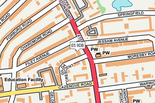 E5 9DB map - OS OpenMap – Local (Ordnance Survey)