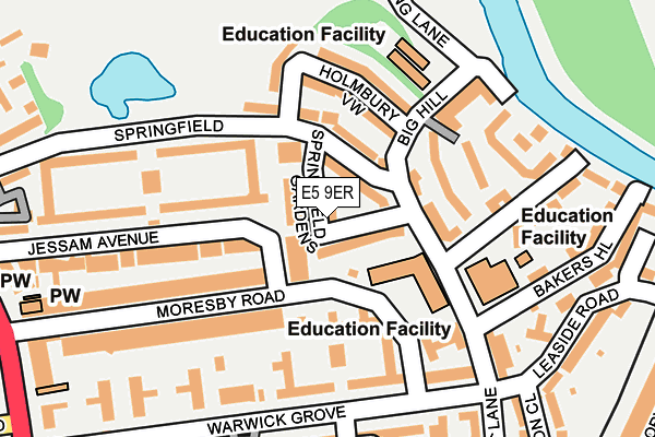 E5 9ER map - OS OpenMap – Local (Ordnance Survey)
