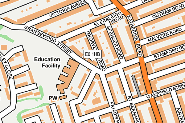 E6 1HB map - OS OpenMap – Local (Ordnance Survey)