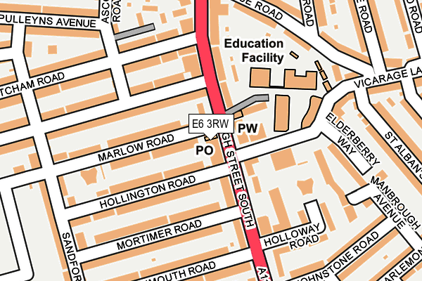 E6 3RW map - OS OpenMap – Local (Ordnance Survey)