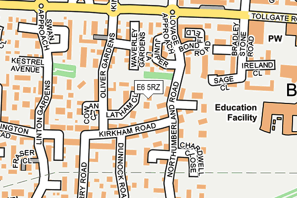 E6 5RZ map - OS OpenMap – Local (Ordnance Survey)