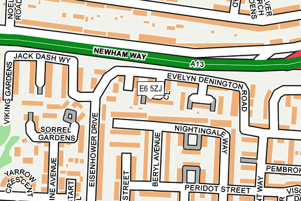 E6 5ZJ map - OS OpenMap – Local (Ordnance Survey)