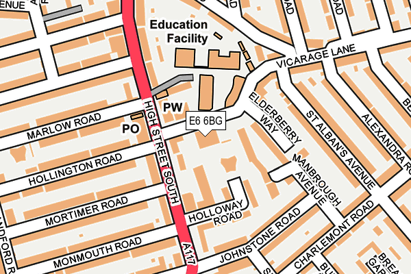 E6 6BG map - OS OpenMap – Local (Ordnance Survey)