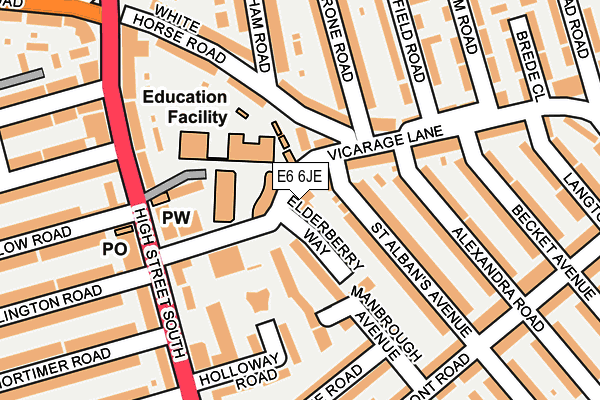 E6 6JE map - OS OpenMap – Local (Ordnance Survey)