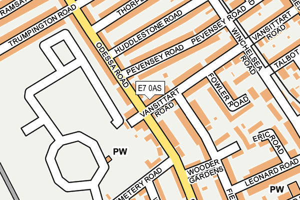 E7 0AS map - OS OpenMap – Local (Ordnance Survey)