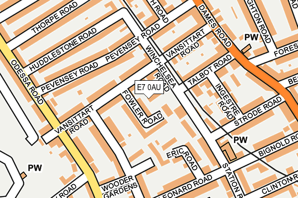 E7 0AU map - OS OpenMap – Local (Ordnance Survey)