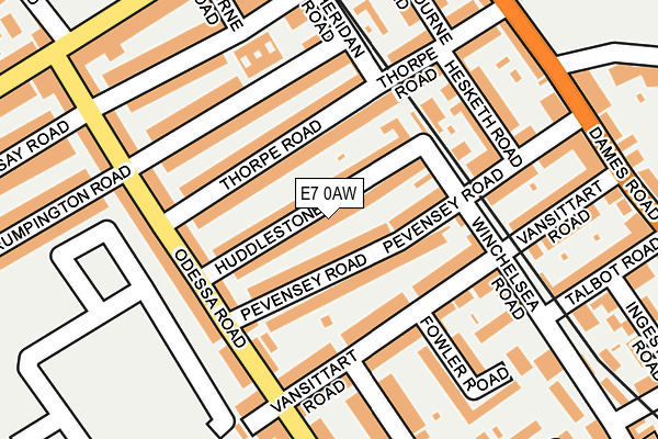 E7 0AW map - OS OpenMap – Local (Ordnance Survey)