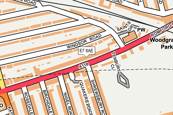 E7 8AE map - OS OpenMap – Local (Ordnance Survey)