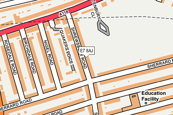 E7 8AJ map - OS OpenMap – Local (Ordnance Survey)
