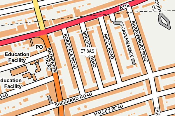 E7 8AS map - OS OpenMap – Local (Ordnance Survey)