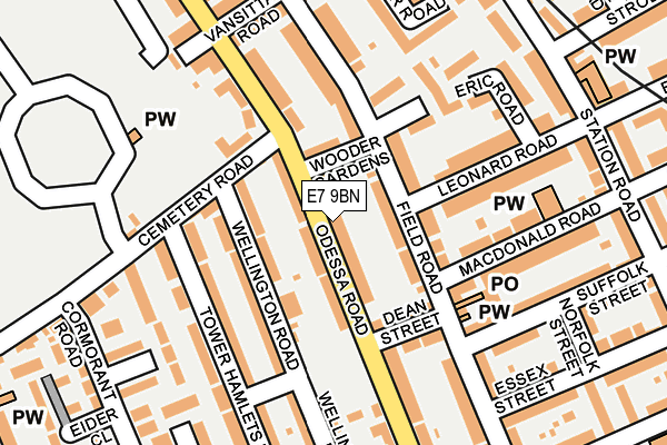 E7 9BN map - OS OpenMap – Local (Ordnance Survey)